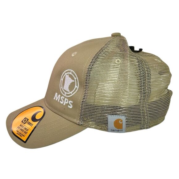 Carhartt Men's MSPS Rugged Flex Mesh-Back Logo Patch Snapback Tan Cap Hat - Picture 4 of 13